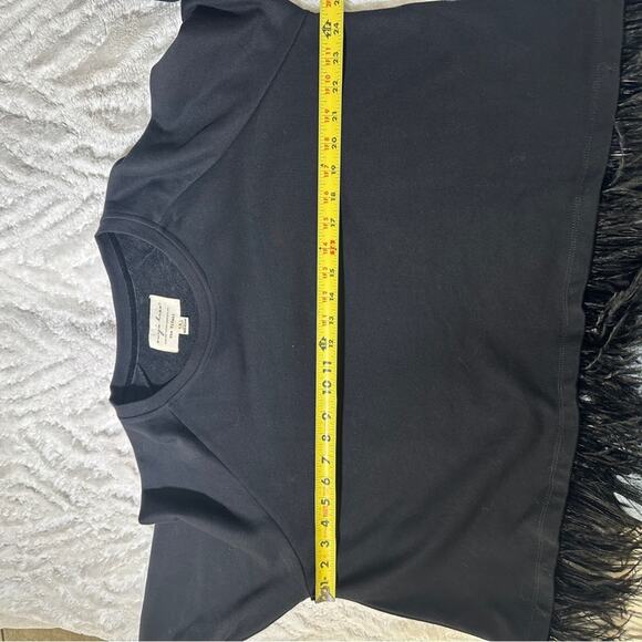 Evy's Tree Size 1X Black Feather Fringe Round Neck Pullover Sweater Cozy Chic - Picture 11 of 12